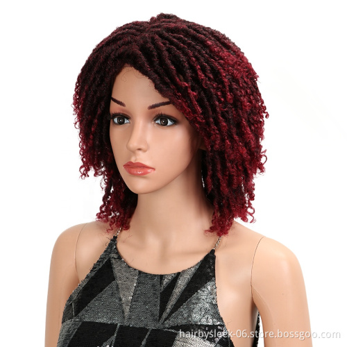 14 Inch Soft Short Synthetic Wigs For Black Women 14"Inch High Temperature Fiber Dreadlock Ombre Burg Crochet Twist Hair